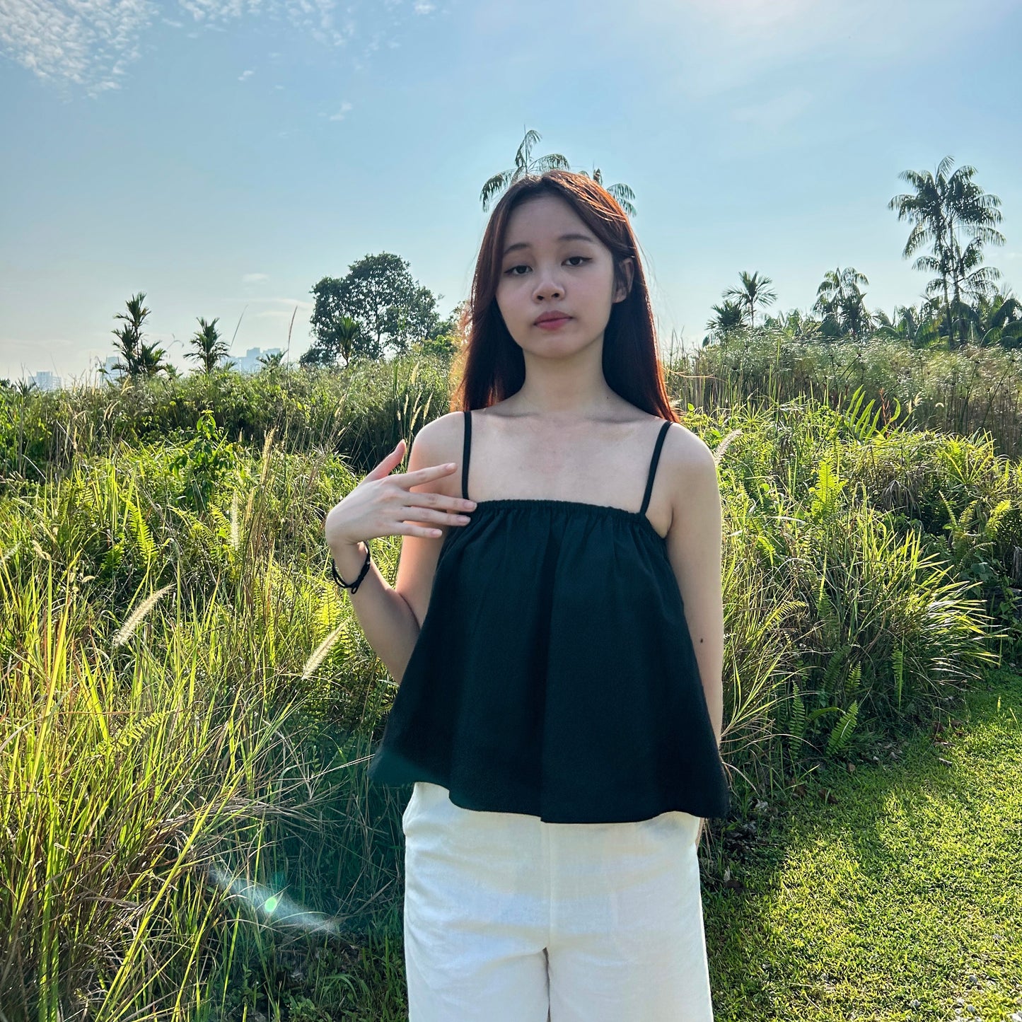 Sherie Relaxed Cami Top (Black)