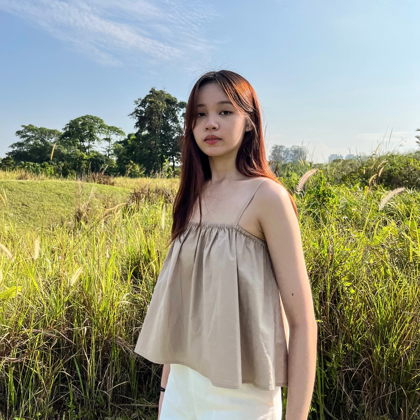 Sherie Relaxed Cami Top (Brown Beige)