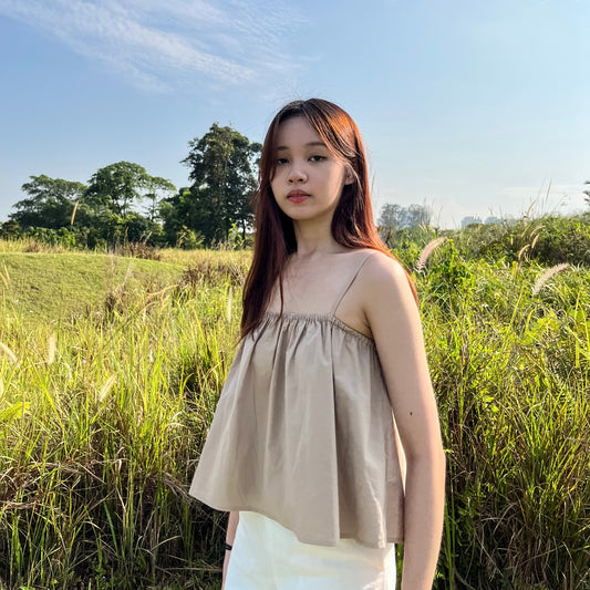 Sherie Relaxed Cami Top (Brown Beige)
